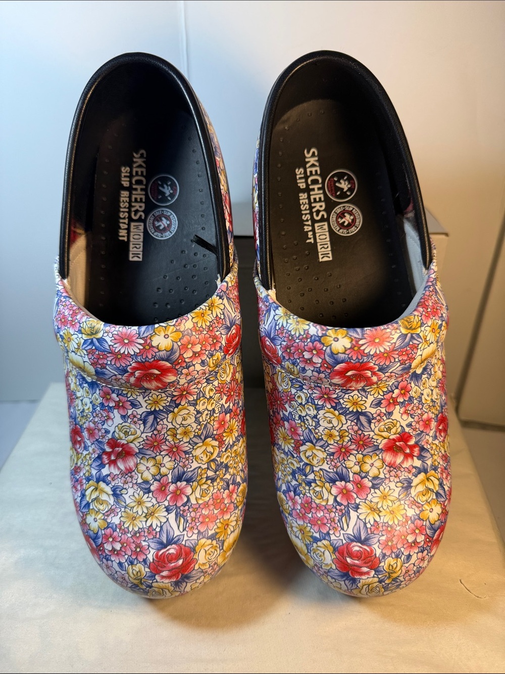 Skechers Women’s Floral Slip-On Clogs - Red, Yellow, Blue